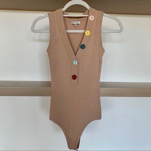 Ronny Kobo Knit Bodysuit with Multicolor Buttons